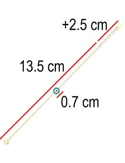 Nazar Gözü Figürlü Çocuk Altın Zincir Bileklik resmi