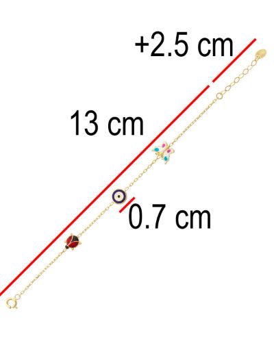 Mineli Çocuk Bilekliği - Uğur Böceği, Nazar Gözü, Kelebek Figürlü resmi