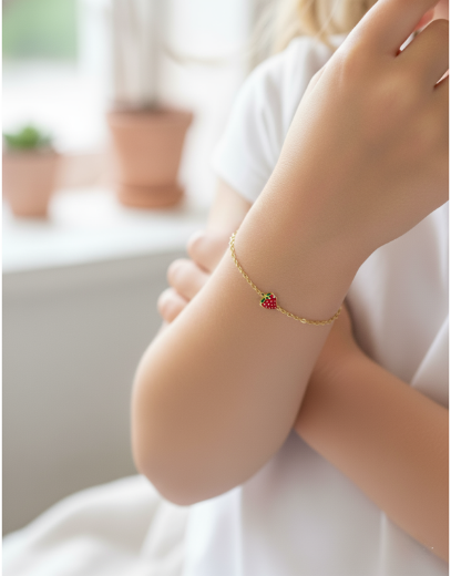 Çilek Figürlü Çocuk Zincir Bileklik resmi