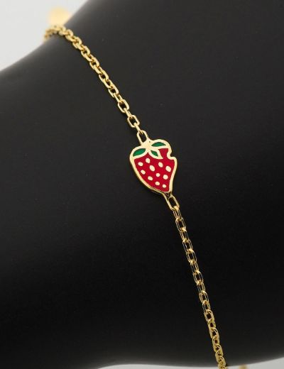 Çilek Figürlü Çocuk Zincir Bileklik resmi