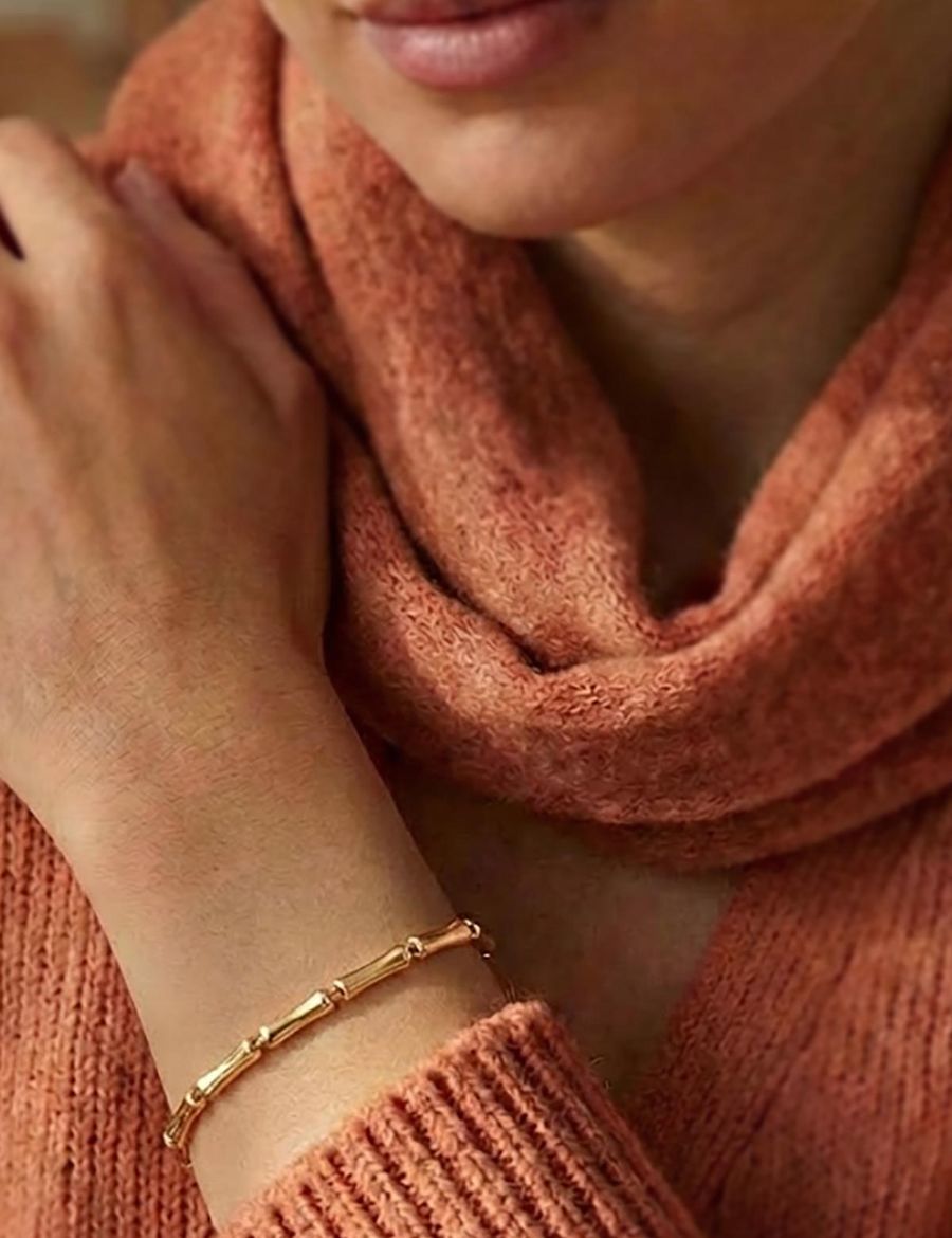 Bambu Zincir Altın Bileklik-14 ayar resmi