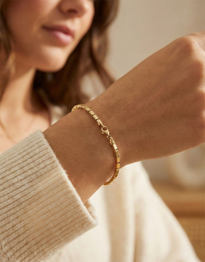 Geometrik Bar Altın Bileklik - 14 Ayar resmi