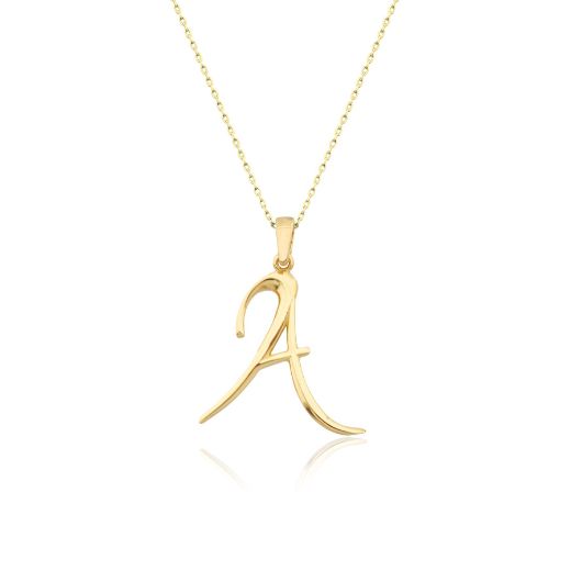 El Yazısı Harf Altın Kolye ( Majiskül Harf Kolye ) / 14 Ayar resmi