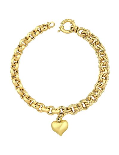 Şanslı Kalp 14 Ayar Altın Bileklik resmi