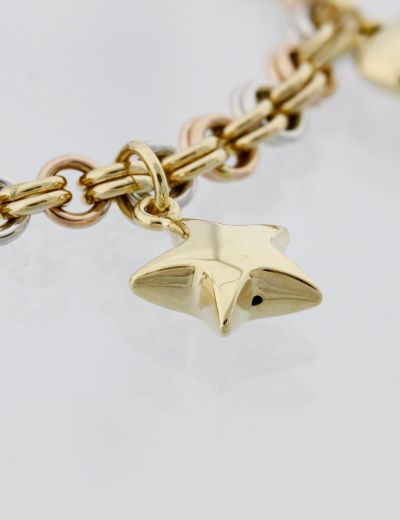 Motifli Kalp Zincir 14 Ayar Altın Bileklik resmi