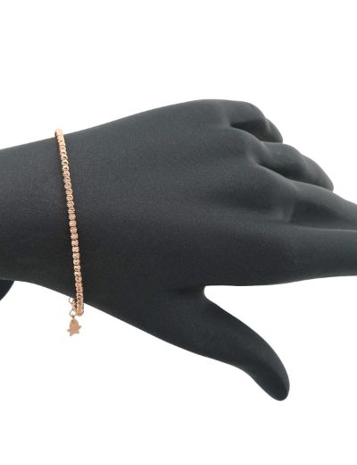 Rose Tek Sıra Dorika Kelepçe 14 Ayar Altın Bileklik resmi