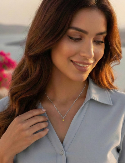 Pırlanta Damla Sarı Safir Kolye resmi