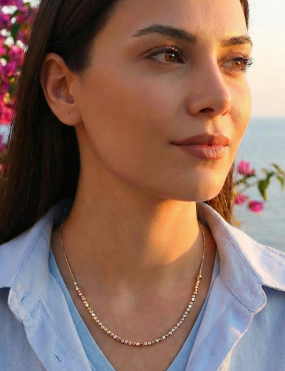 Küplü ve Dorikalı Zincir 14 Ayar Altın Kolye