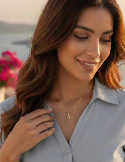 Damla Citrine Tektaş Kolye resmi