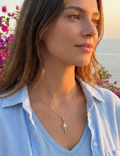 Kuzey Yıldızı Pırlanta Altın Kolye resmi