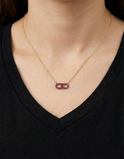 İris Yakut Geometrik Kolye resmi