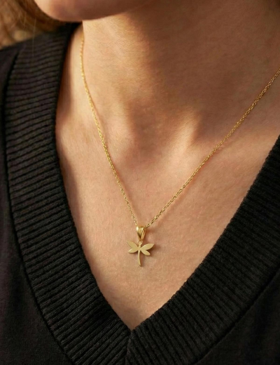 Parlak Yusufçuk Altın Kolye-14 Ayar resmi