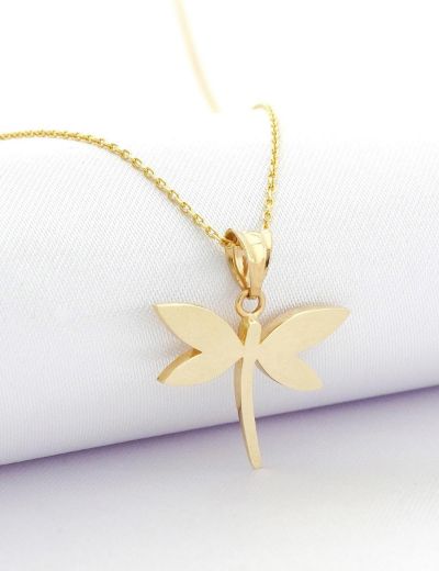 Parlak Yusufçuk Altın Kolye-14 Ayar resmi