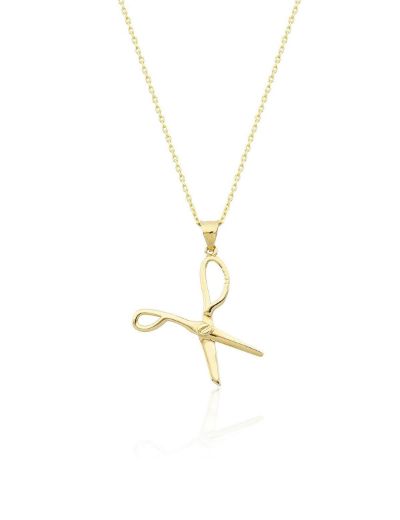 Moda İkonu Makas Altın Kolye - 14 Ayar resmi