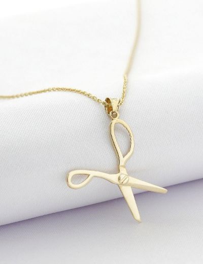 Moda İkonu Makas Altın Kolye - 14 Ayar resmi