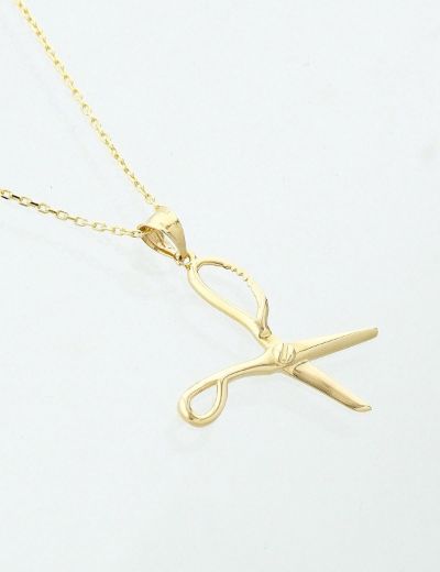 Moda İkonu Makas Altın Kolye - 14 Ayar resmi