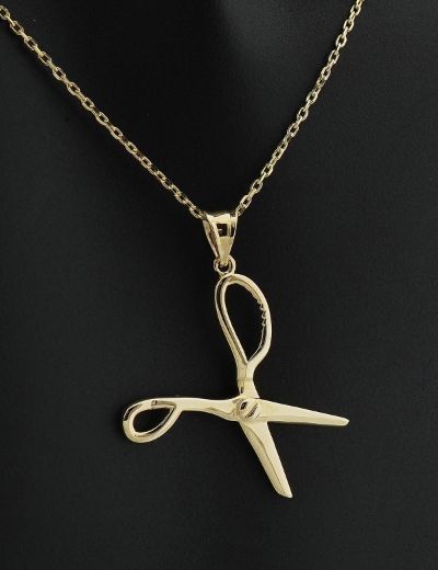 Moda İkonu Makas Altın Kolye - 14 Ayar resmi