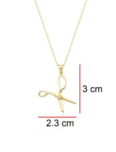 Moda İkonu Makas Altın Kolye - 14 Ayar resmi