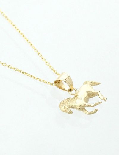 Hidalgo At Figürü Altın Kolye -14 Ayar resmi