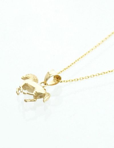 Hidalgo At Figürü Altın Kolye -14 Ayar resmi