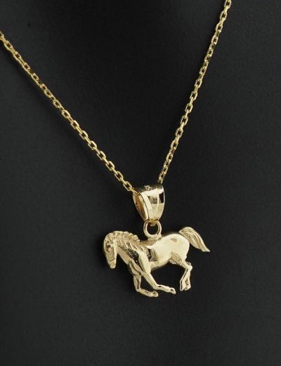 Hidalgo At Figürü Altın Kolye -14 Ayar resmi