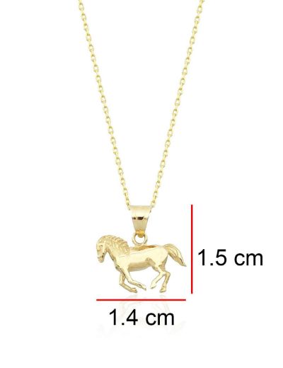 Hidalgo At Figürü Altın Kolye -14 Ayar resmi