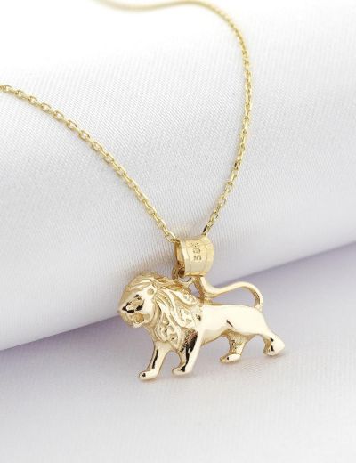 14 Ayar Altın Kolye Leo resmi