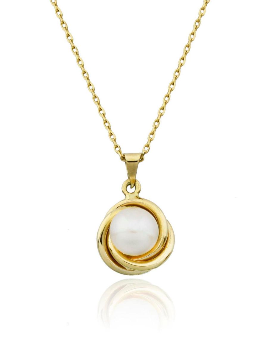 Tektaş İnci Altın Kolye - 14 Ayar resmi