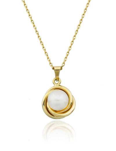 Tektaş İnci Altın Kolye - 14 Ayar resmi