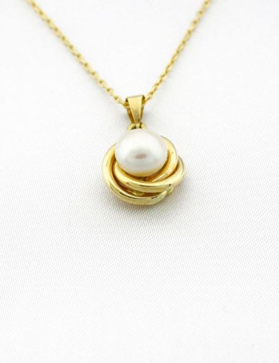 Tektaş İnci Altın Kolye - 14 Ayar resmi