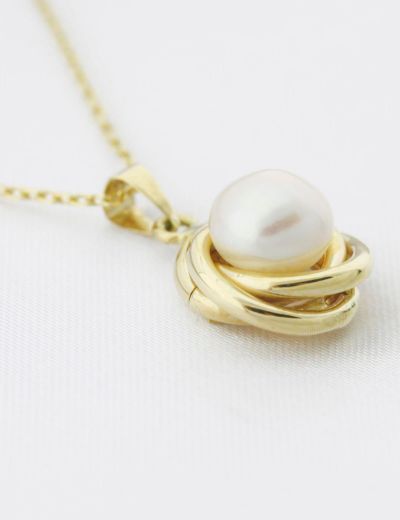 Tektaş İnci Altın Kolye - 14 Ayar resmi