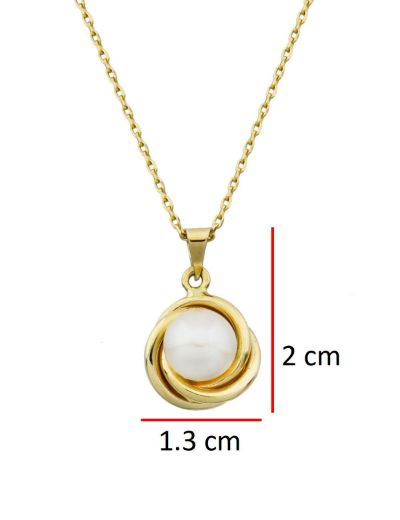 Tektaş İnci Altın Kolye - 14 Ayar resmi