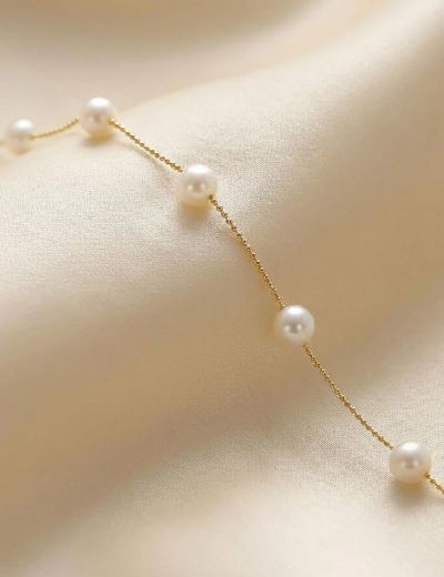 Tek Sıra İnci 14 Ayar Altın Bileklik resmi