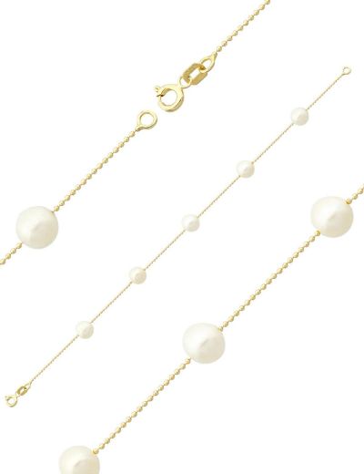 Tek Sıra İnci 14 Ayar Altın Bileklik resmi