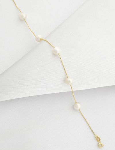 Tek Sıra İnci 14 Ayar Altın Bileklik resmi