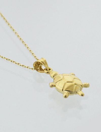 Boyutlu Kaplumbağa Altın Kolye -14 Ayar resmi