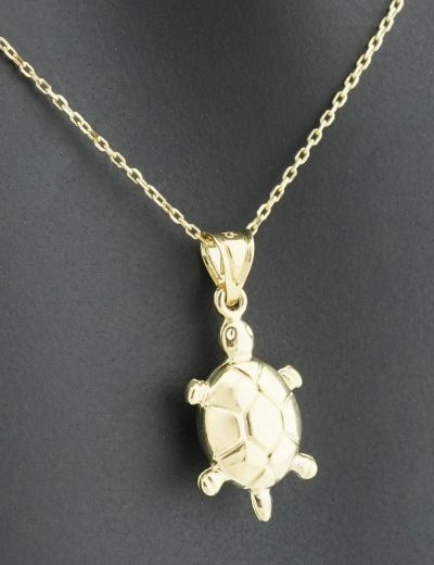 Boyutlu Kaplumbağa Altın Kolye -14 Ayar resmi
