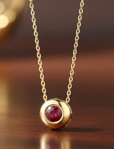 Doğal Yakut Tektaş Kolye resmi