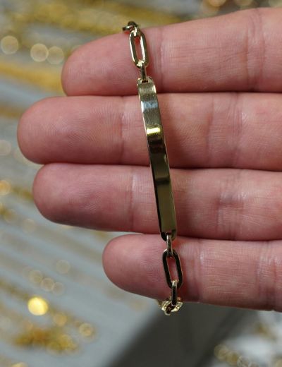 14 Ayar Altın Kişiye Özel Künye Bileklik resmi