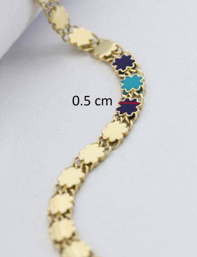 Altın Mavi Çiçek Bileklik