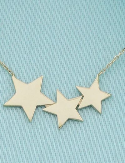 14 Ayar Altın Üç Yıldız Kolye resmi