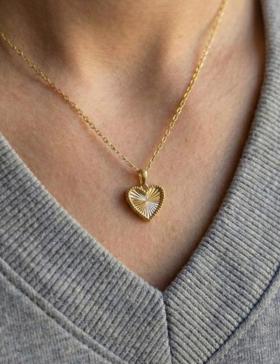 14 Ayar Altın Parlak Kalp Kolye