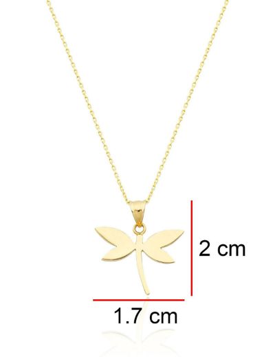 Parlak Yusufçuk Altın Kolye-14 Ayar