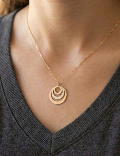 3 İsim 3 Renk Altın Halka Kolye