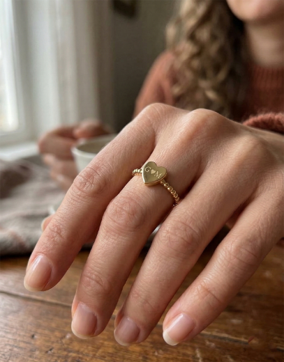 14 Ayar Kalp Chocolate Yüzük resmi