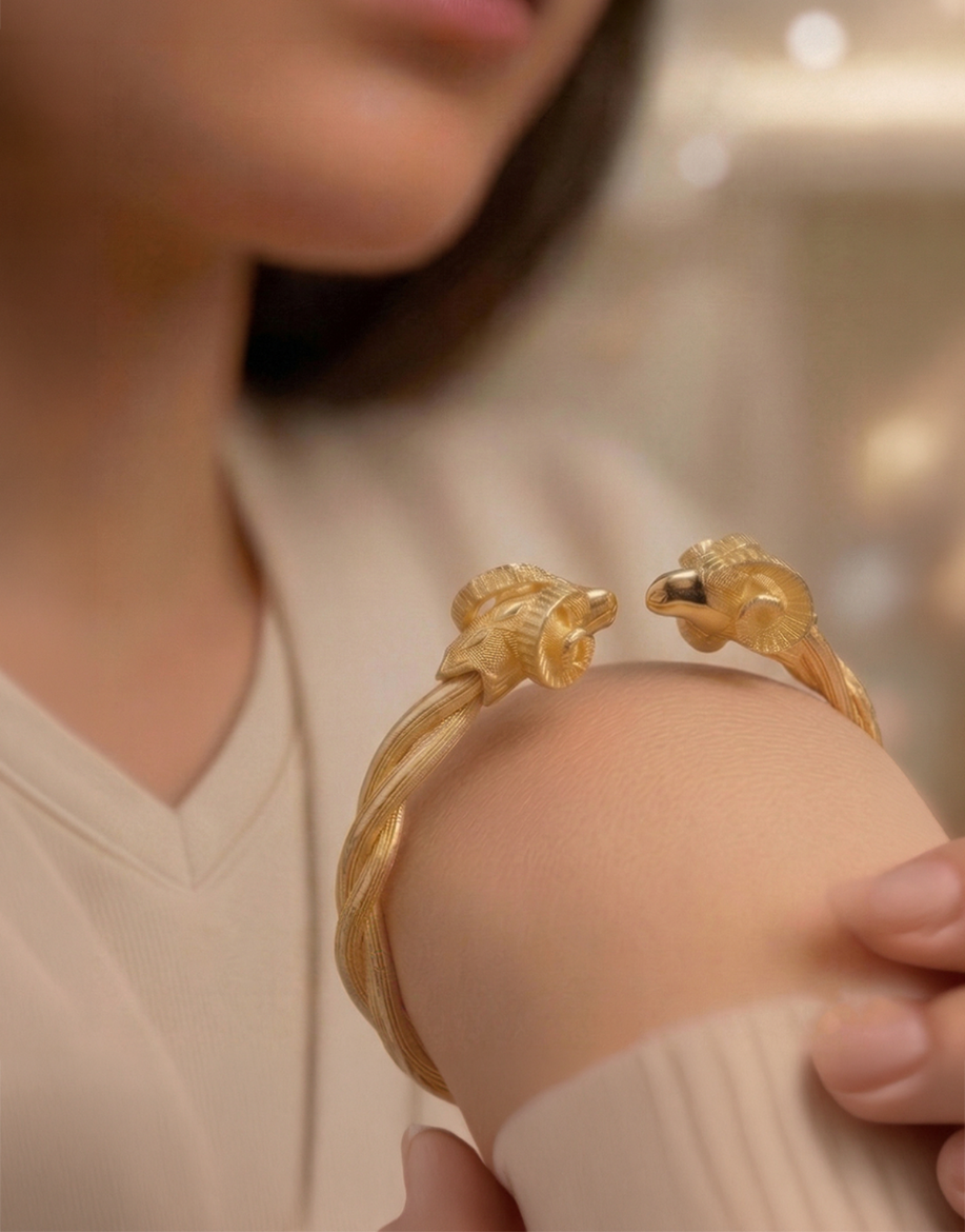 Altın Koç Kelepçe Bileklik / 14 Ayar resmi