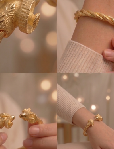 Altın Koç Kelepçe Bileklik / 14 Ayar resmi