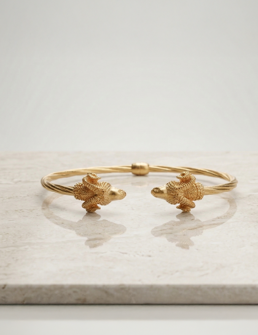 Burgu Koç Başı Altın Kelepçe Bilezik - 22 AYar resmi