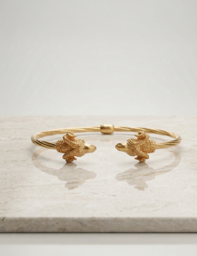 Burgu Koç Başı Altın Kelepçe Bilezik - 22 AYar resmi