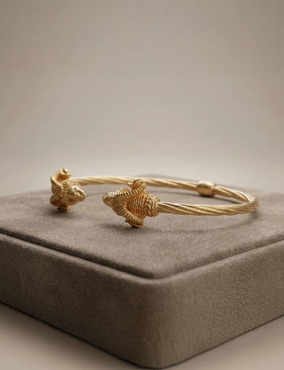 Burgu Koç Başı Altın Kelepçe Bilezik - 22 AYar resmi